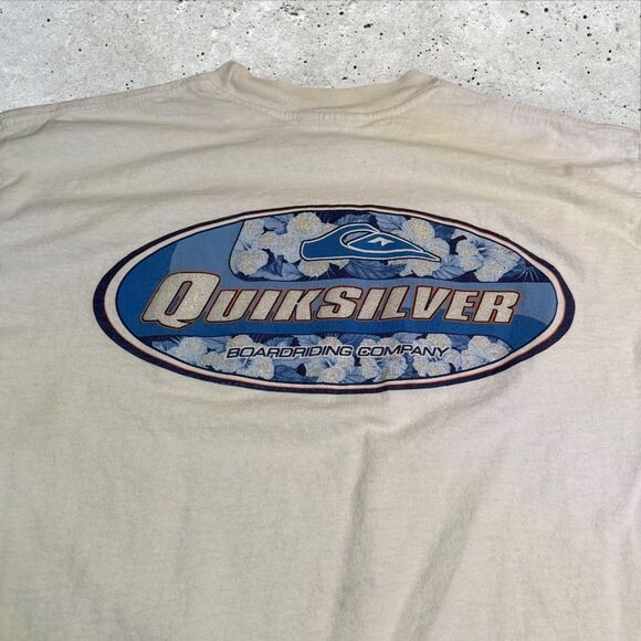 VTG 90s Quiksilver Boardriding Company Double-Sided Logo Surf Skate T-Shirt - Picture 4 of 12
